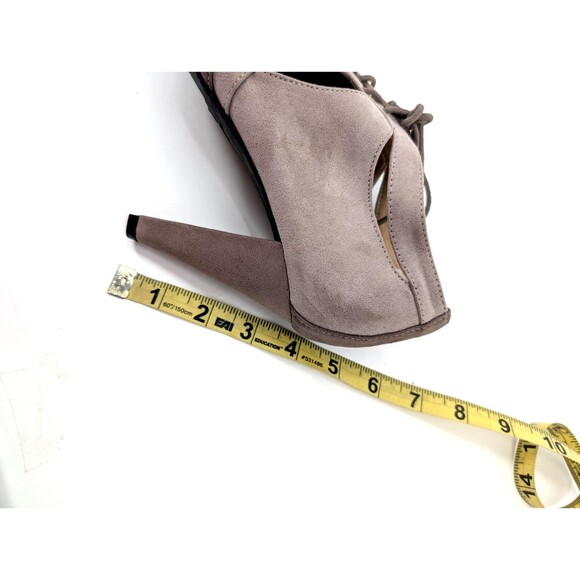 Avon Cushion Walk Vtg Taupe Tan Lace Up High Heels Almond Toe Shoes Size 9 - Picture 10 of 10